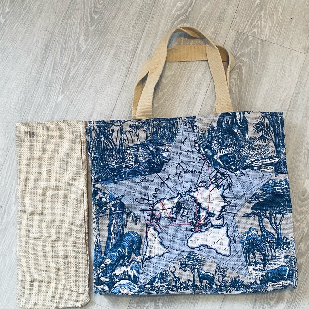 Christian Dior Around the World Straw Tote - Picture 8 of 12